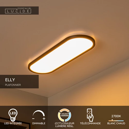 Lucide ELLY - Plafonnier - LED Dim. - CCT - 1x24W 2700K/4000K - Opalin | Essential - USP